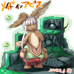 Rule 34 | absurdres, artist request, brown eyes, rabbit, furry, highres, long hair, made in abyss, nanachi (made in abyss), smile, white hair