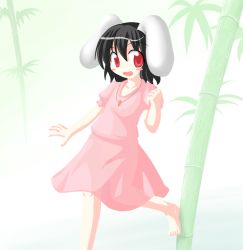 Rule 34 | 1girl, animal ears, bamboo, bamboo forest, barefoot, rabbit ears, female focus, forest, inaba tewi, nature, solo, touhou
