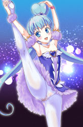 Rule 34 | 1girl, ballerina, ballet, blue hair, cure princess, cure princess (sherbet ballet), happinesscharge precure!, leotard, pantyhose, precure, shirayuki hime, sprite, standing, standing on one leg, white leotard, white pantyhose