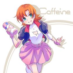 Rule 34 | 1girl, blue eyes, breasts, cleavage, cleavage cutout, clothing cutout, coffee, flask, heart cutout, iesupa, jacket, nora valkyrie, orange hair, rwby, solo, tongue, tongue out, zipper