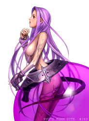 Rule 34 | 1girl, from side, long hair, mecha musume, pink hair, purple hair, ryu (ryu&#039;s form site), science fiction, solo, topless, very long hair