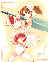 Rule 34 | 1girl, brown hair, character request, fantasy, fantasy earth zero, panties, ponytail, solo, super zombie, suupaa zonbi, sword, thighhighs, underwear, weapon, white panties, white thighhighs