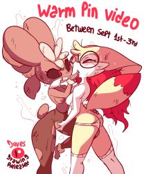 Rule 34 | 2girls, animal ears, artist name, ass, between legs, black legwear, black sclera, blush, braixen, breasts, butt crack, cheek-to-cheek, cheek pull, cleft of venus, clenched teeth, clitoris, colored sclera, creatures (company), diives, english text, eye contact, female focus, finger in another&#039;s mouth, fingering, fox ears, fox tail, furry, furry female, game freak, gen 4 pokemon, gen 6 pokemon, glasses, half-closed eye, hand up, heads together, highres, leg up, looking at another, lopunny, medium breasts, mega lopunny, mega pokemon, multiple girls, nintendo, nipples, one eye closed, open mouth, panties, pantyhose, patreon logo, patreon username, personification, pokemon, pokemon (creature), pussy, pussy juice, rabbit ears, rabbit tail, red eyes, signature, simple background, standing, standing on one leg, sweat, tail, teeth, text focus, thighhighs, topless, torn clothes, torn legwear, uncensored, underwear, vaginal, white background, white legwear, white panties, yuri