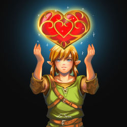 Rule 34 | 1boy, arms up, belt, black background, blonde hair, blue eyes, blush, brown belt, collarbone, earrings, gradient background, heart, highres, jewelry, la-sera, link, looking up, male focus, nintendo, parted lips, pointy ears, signature, smile, solo, sparkle, the legend of zelda, the legend of zelda: breath of the wild, upper body