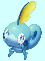 Rule 34 | blue eyes, bright pupils, cheek squash, commentary request, creature, creatures (company), full body, game freak, gen 8 pokemon, hands up, looking at viewer, nintendo, no humans, pokemon, pokemon (creature), purobe, sobble, solo, white pupils