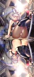 Rule 34 | 2girls, absurdres, animal ears, areola slip, arm support, ass, black legwear, boots, bow, bowtie, breasts, cameltoe, cat ears, cleavage, fishnet pantyhose, fishnets, high heel boots, high heels, highres, huge ass, large breasts, legs up, leotard, looking at viewer, lucknight, machine (nier), multiple girls, necktie, nier (series), nier:automata, pantyhose, parted lips, planted, rabbit ears, ripples, robot, short hair, sideboob, silver hair, sitting, smile, suspenders, sword, thigh boots, thighhighs, underboob, upside-down, water, weapon, wide hips, wrist cuffs, 2b (nier:automata), a2 (nier:automata)