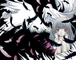 Rule 34 | 00s, doll joints, feathers, joints, pale skin, pink eyes, rozen maiden, silver hair, solo, suigintou, tears