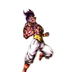 Rule 34 | 1boy, abs, angry, bare shoulders, belt, boots, breasts, cleavage, dark-skinned male, dark skin, dragon ball, dragon ball gt, dragon ball super, flying, gold, highres, indian style, jacket, looking at viewer, male focus, midriff, mohawk, muscular, muscular arms, muscular male, navel, pectorals, pointing, pointing at viewer, shouting, sitting, solo, uub