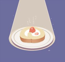 Rule 34 | bird, cake, chai (drawingchisanne), commentary request, dessert, food, food-themed creature, food focus, fruit, no humans, on food, original, plate, signature, simple background, sitting on food, sparkle, spotlight, strawberry, sweets bird, swiss roll, translation request, undersized animal