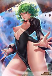 Rule 34 | 1girl, breastless clothes, breasts, breasts out, exlic, highres, looking at viewer, nipples, one-punch man, solo, tatsumaki