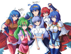 Rule 34 | 1boy, 5girls, :d, angry, arm grab, armor, armored dress, bad id, bad pixiv id, blue eyes, blue hair, blush, boots, caeda (fire emblem), cape, catria (fire emblem), dress, echizen (hvcv), elbow gloves, fingerless gloves, fire emblem, fire emblem: mystery of the emblem, fire emblem: shadow dragon, gloves, green eyes, green hair, grin, hand on own hip, harem, heart, hip focus, holding another&#039;s arm, jealous, jewelry, long hair, maleesia, maria (fire emblem), marth (fire emblem), multiple girls, nintendo, open mouth, own hands together, pauldrons, pegasus knight uniform (fire emblem), pendant, pimp, pointy ears, red eyes, red hair, scarf, short hair, shoulder armor, shy, side ponytail, sidelocks, smile, thigh boots, thighhighs, tiara, tiki (fire emblem), tiki (young) (fire emblem), tsundere, v arms, zettai ryouiki