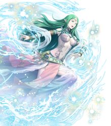 Rule 34 | 1girl, armlet, asatani tomoyo, bare shoulders, belt, bracelet, breasts, dress, fire emblem, fire emblem: mystery of the emblem, fire emblem awakening, fire emblem heroes, full body, gem, green eyes, green hair, highres, jewelry, long hair, looking away, matching hair/eyes, medium breasts, naga (fire emblem), navel, nintendo, non-web source, official art, open mouth, pale skin, parted bangs, pointy ears, sleeveless, sleeveless dress, solo, stomach, tiara, transparent background, turtleneck