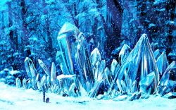 Rule 34 | bad id, bad pixiv id, blue theme, crystal, forest, isobe toast, landscape, nature, scenery, snow, snowing