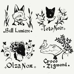 Rule 34 | animal, animal focus, animal on head, ascot, bell lumiere, bird, bird on head, brooch, cat, character name, closed eyes, clothed animal, collared dress, collared shirt, croco zigmond, crocodile, crocodilian, cropped torso, dandelion, dress, duckweed, flower, fox, frilled shirt collar, frills, goat, high collar, highres, jacket, jewelry, lapels, monochrome, no humans, nostrils, notched lapels, olza nox, on head, original, plant, sharp teeth, shirt, simple background, suspenders, teeth, tono (rt0no), toto noir, vines, white background