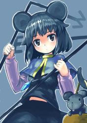 Rule 34 | 1girl, animal ears, bad id, bad pixiv id, female focus, grey hair, mouse (animal), mouse ears, mouse tail, nazrin, red eyes, rod, solo, standing, tail, touhou, yaten