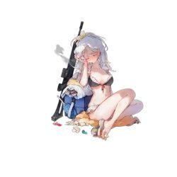 Rule 34 | 1girl, ahoge, alternate hairstyle, assault rifle, bag, bare shoulders, bikini, blonde hair, blush, braid, braided bangs, breasts, cleavage, closed eyes, collarbone, crab, crown braid, cup, damaged, dirty, facing viewer, feet, flower, food, french braid, frills, fruit, full body, g36 (50 days with g36) (girls&#039; frontline), g36 (girls&#039; frontline), girls&#039; frontline, gradient hair, groin, gun, h&amp;k g36, hair between eyes, hair flower, hair ornament, hand fan, hand on own head, head tilt, holding, holding towel, imoko (imonatsuki), jewelry, leg up, long hair, maid, maid bikini, medium breasts, messy hair, multicolored hair, navel, necklace, official alternate costume, official art, open bag, paper fan, parted lips, petals, ponytail, rifle, sandals, sarong, unworn sarong, sidelocks, sitting, solo, stomach, sweat, swimsuit, toes, torn clothes, torn sarong, towel, towel on head, transparent background, tropical drink, uchiwa, unconventional maid, very long hair, weapon, wet