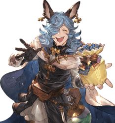 Rule 34 | 1boy, animal ears, drang (granblue fantasy), erune, gift, granblue fantasy, hair over one eye, incoming gift, long hair, male focus, minaba hideo, smile, solo, transparent background