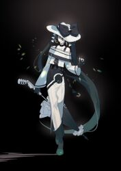 Rule 34 | 1girl, aqua hair, bare shoulders, black background, black choker, black dress, black gloves, black hair, choker, closed mouth, commentary request, creatures (company), dark miku (project voltage), dress, earrings, full body, game freak, gloves, gradient hair, green footwear, hat, hatsune miku, highres, holding, holding microphone stand, holding poke ball, holding umbrella, jewelry, long hair, looking at viewer, luxury ball, microphone, microphone stand, multicolored hair, nemuke2828, nintendo, one eye covered, poke ball, pokemon, project voltage, red eyes, shoes, smile, solo, twintails, two-tone dress, umbrella, very long hair, vocaloid, white dress, white hat