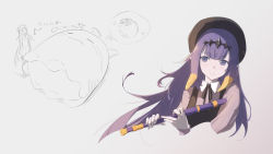 Rule 34 | 1girl, absurdres, beret, black headwear, black ribbon, blonde hair, blunt bangs, collared shirt, commentary, cropped torso, flute, hat, highres, holding, holding instrument, hololive, hololive english, instrument, long hair, looking away, mole, mole under eye, multicolored hair, multiple views, music, neck ribbon, ninomae ina&#039;nis, ninomae ina&#039;nis (casual), parted lips, playing instrument, pointy ears, purple eyes, purple hair, ribbon, shirt, sleeping, streaked hair, takodachi (ninomae ina&#039;nis), tallgeese (lgeesel), thought bubble, virtual youtuber
