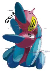 Rule 34 | 01coil, black eyes, colored sclera, creatures (company), floating, full body, game freak, gen 2 pokemon, gen 4 pokemon, highres, looking to the side, multiple views, nintendo, no humans, pokemon, pokemon (creature), porygon-z, porygon2, signature, simple background, white background, yellow sclera