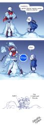 Rule 34 | 2boys, anadapta, animated, animated gif, artist name, cape, comic, english text, gameplay mechanics, highres, multiple boys, papyrus (undertale), road sign, sans (undertale), sign, skeleton, snow, snowman, stop sign, tongue twister, undertale