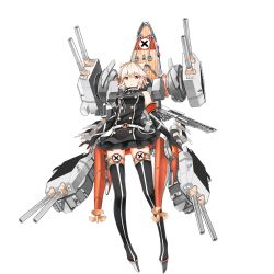 Rule 34 | 15k, 1girl, animal ears, bismarck (warship girls r), cross, elbow gloves, full body, gloves, iron cross, looking at viewer, military, military uniform, official art, red eyes, remodel (warship girls r), short hair, solo, thighhighs, transparent background, uniform, warship girls r, white hair