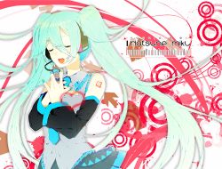 Rule 34 | 1girl, bad id, bad pixiv id, blue nails, donacoo, closed eyes, hatsune miku, heart, highres, long hair, music, nail art, nail polish, open mouth, singing, solo, twintails, very long hair, vocaloid, yuuhi homare