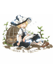 Rule 34 | 1girl, artist name, birdcage, blonde hair, bow, cage, closed eyes, female focus, hat, hat bow, kirisame marisa, sitting, sleeping, solo, tigern, touhou, witch, witch hat