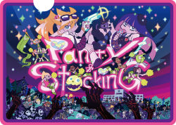 Rule 34 | 10s, 6+girls, back lace, beret, blonde hair, cheerleader, chuck (psg), eating, food, ghost (psg), gun, hat, ice cream, ishikawa kayoko, multicolored hair, multiple girls, nail polish, official art, panty &amp; stocking with garterbelt, panty (psg), pink nails, pom pom (cheerleading), ponytail, purple nails, school uniform, siblings, single thighhigh, sisters, stocking (psg), stripes i &amp; ii, stuffed animal, stuffed toy, sunglasses, thighhighs, two-tone hair, weapon, zombie