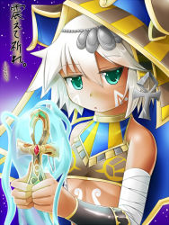 Rule 34 | ankh, baroque20320514fu, green eyes, looking at viewer, magic, puzzle &amp; dragons, sopdet (p&amp;d), white hair
