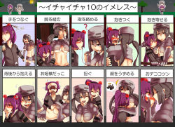 Rule 34 | 2girls, ?, at2., blush, bow (weapon), carrying, chart, embarrassed, expressions, forehead-to-forehead, grey hair, groin, hair bobbles, hair ornament, holding hands, hat, heads together, hug, long hair, midriff, minecraft, multiple girls, open mouth, personification, princess carry, purple hair, red eyes, skeleton (minecraft), spider (minecraft), translation request, twintails, underwear, underwear only, weapon, yuri