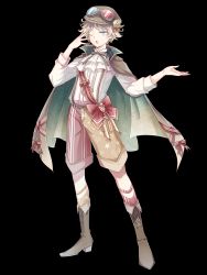 Rule 34 | 1boy, blonde hair, blue eyes, boots, brown hat, cocosuke, food fantasy, full body, goggles, hat, high heel boots, high heels, highres, multicolored pants, official art, one eye closed, pale skin, pants, popcorn (food fantasy), second-party source, socks, solo, transparent background