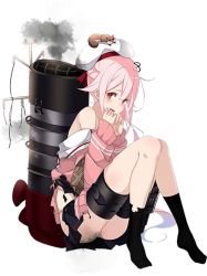 Rule 34 | 10s, 1girl, beret, blue hair, damaged, full body, gradient hair, harusame (kancolle), hat, kantai collection, kujou ichiso, looking at viewer, machinery, multicolored hair, official art, panties, pink eyes, pink hair, ponytail, school uniform, solo, squirrel, transparent background, underwear, white panties