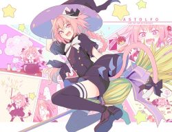 Rule 34 | + +, 1boy, @ @, alternate costume, animal ears, artist name, astolfo (apocrypha epilogue) (fate), astolfo (fate), black bow, black dress, black thighhighs, blush, bow, braid, broom, broom riding, candy, candy apple, cat boy, cat ears, cat tail, cauldron, character name, chocolate, chocolate bar, dress, fang, fate/apocrypha, fate (series), food, ghost, hair bow, hair intakes, halloween, hand on headwear, hat, large bow, lollipop, long hair, multicolored hair, open mouth, pink hair, potion, purple eyes, purple ribbon, ribbon, single braid, skin fang, smile, sparkle, srinitybeast, star (symbol), streaked hair, swirl lollipop, tail, tail bow, tail ornament, thighhighs, trap, wand, white bow, white hair, witch hat