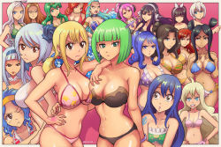 Rule 34 | 6+girls, angel (fairy tail), annoyed, aquarius (fairy tail), bikini, blonde hair, blue eyes, blue hair, bow, brandish mew, breasts, brown eyes, brown hair, cana alberona, cleavage, erza scarlet, evergreen (fairy tail), fairy tail, flare corona, glasses, green hair, grey hair, hair bow, hair ribbon, hand on own hip, hands on own hips, highres, hisui e. fiore, juvia lockser, kagura mikazuchi, large breasts, levy mcgarden, lisanna strauss, long hair, looking at viewer, low twintails, lucy heartfilia, mavis vermilion, medium breasts, meredy (fairy tail), minerva orlando, mirajane strauss, multiple girls, navel, orange hair, ponytail, pout, purple hair, red hair, ribbon, short hair, side ponytail, sideboob, swimsuit, tongue, tongue out, twintails, ultear milkovich, unamused, wendy marvell, white hair, yukino aguria