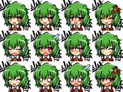 Rule 34 | 1girl, ^ ^, anger vein, angry, ascot, bad id, bad pixiv id, blush, closed eyes, expressions, closed eyes, faceset, female focus, green hair, kazami yuuka, kisaragi zwei, multiple views, o o, open mouth, red eyes, short hair, smile, solo, touhou, upper body, white background