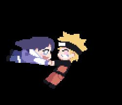 Rule 34 | 1boy, 1girl, 774 (nanashi), airborne, animated, animated gif, blonde hair, blue eyes, blue hair, blush, byakugan, chibi, closed eyes, closed mouth, couple, empty eyes, facing another, floating hair, forehead protector, full body, grin, happy, headband, hetero, holding hands, hood, hood down, hoodie, hug, hyuuga hinata, in air, jacket, laughing, long hair, looking at another, lowres, naruto, naruto (series), naruto shippuuden, no pupils, open mouth, pants, pixel art, short hair, simple background, smile, spinning, standing, teeth, transparent background, uzumaki naruto, white background, white eyes