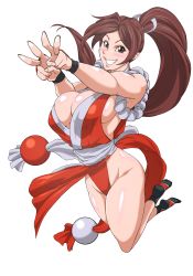 Rule 34 | 1girl, breasts, fatal fury, highres, large breasts, ponytail, shiranui mai, smile, solo
