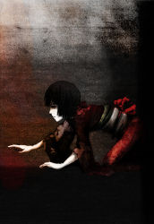 Rule 34 | 1girl, all fours, bad id, bad pixiv id, black hair, brown eyes, darkness, fatal frame, fatal frame 2, female focus, gauss &lt;bokashi, gauss &lt;counting on more blur, ghost, japanese clothes, kimono, solo, tachibana chitose