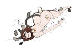 Rule 34 | animal ears, arbuz budesh, bound, brown eyes, brown hair, cat ears, cat girl, cat tail, gulliver&#039;s travels, hampsters, nathy, pouting, short hair, sketch, tail, tied down, topless