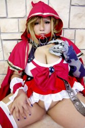 Rule 34 | 1girl, asian, blonde hair, breasts, brooch, chouzuki maryou, cleavage, cosplay, green eyes, highres, hip focus, jewelry, large breasts, photo (medium), plump, queen&#039;s blade, queen&#039;s blade grimoire, solo, thick thighs, thighs, wide hips, zara (queen&#039;s blade), zara (queen&#039;s blade) (cosplay)