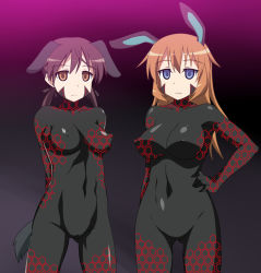 Rule 34 | 2girls, animal ears, artist request, bodysuit, rabbit ears, cameltoe, charlotte e. yeager, corruption, empty eyes, covered erect nipples, gertrud barkhorn, multiple girls, neuroi, skin tight, strike witches, transformation, world witches series