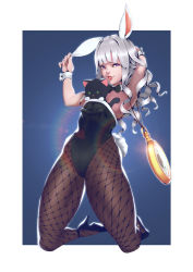 Rule 34 | 1girl, :q, animal ears, arm behind head, armpits, arms up, bad id, bad pixiv id, bare shoulders, bow, bowtie, cat, curly hair, detached collar, elin, fake animal ears, fishnet pantyhose, fishnets, high heels, highres, kneeling, leotard, long hair, michael.r, naughty face, pantyhose, playboy bunny, pocket watch, purple eyes, rabbit ears, rabbit tail, shoes, silver hair, smile, solo, tail, tera online, tongue, tongue out, watch, wrist cuffs