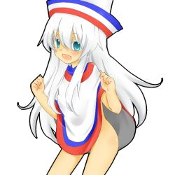 Rule 34 | bad id, bad pixiv id, hakata-san, hat, naked poncho, original, personification, poncho, simple background, solo, white background, white hair