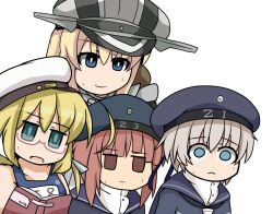 Rule 34 | 10s, 2014 fifa world cup, 4girls, bismarck (kancolle), blonde hair, blue eyes, brown eyes, brown hair, clothes writing, germany, hat, i-8 (kancolle), kantai collection, long hair, md5 mismatch, multiple girls, resized, sailor hat, short hair, soccer, surprised, world cup, yuuki shishin, z1 leberecht maass (kancolle), z3 max schultz (kancolle)