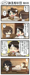 Rule 34 | &gt;:(, 1boy, 1girl, 4koma, :d, ?, ^ ^, angry, bed, bed sheet, black hair, blue eyes, bread, brown hair, chibi, closed eyes, comic, cupboard, eating, eren yeager, food, frown, indoors, lying, mikasa ackerman, on bed, open mouth, shingeki no kyojin, short hair, sitting, smile, speech bubble, spoken question mark, talking, text focus, upper body, v-shaped eyebrows, yuupon