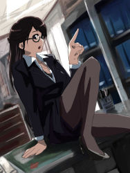 Rule 34 | 1girl, formal, glasses, high heels, michael f91, office lady, pantyhose, pencil skirt, shoes, skirt, skirt suit, solo, suit