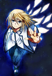 Rule 34 | 00s, 1boy, blonde hair, blue eyes, capelet, mithos yggdrasill, pants, shoes, short hair, tales of (series), tales of symphonia, tears, wings