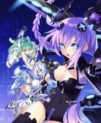 Rule 34 | 10s, 4girls, ahoge, aqua eyes, armpits, arms up, ass, black heart (neptunia), blanc (neptunia), blue eyes, blue hair, braid, breasts, choujigen game neptune, claws, cleavage, cleavage cutout, clothing cutout, elbow gloves, face, female focus, flat chest, gloves, green eyes, green hair, green heart (neptunia), hair intakes, hair ornament, leotard, light trail, long hair, mecha musume, multiple girls, neptune (neptunia), neptune (series), noire (neptunia), official art, open mouth, ponytail, power symbol, power symbol-shaped pupils, purple eyes, purple hair, purple heart (neptunia), red eyes, smile, symbol-shaped pupils, thigh gap, thighhighs, tsunako, twin braids, underboob, vert (neptunia), very long hair, white gloves, white hair, white heart (neptunia)