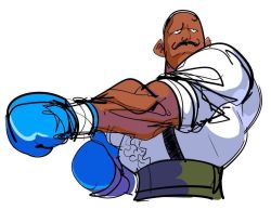 Rule 34 | 1boy, bald, dark skin, dudley, full body, male focus, shoes, simple background, smile, street fighter, tagme, watatanza, white background